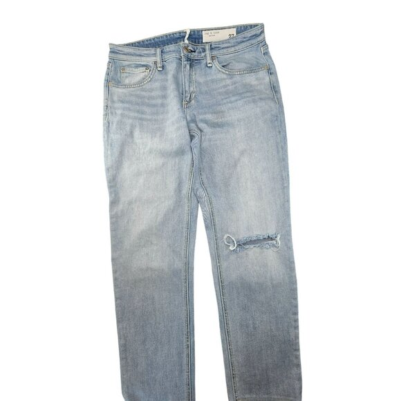 Rag & Bone Jeans Boyfriend Light Wash Distressed Raw Hem Womans Size 27 VL1019 - Picture 3 of 12